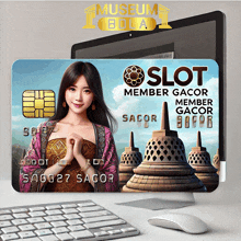 a woman is on a credit card that says slot