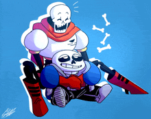 a drawing of papyrus sitting on top of a skeleton