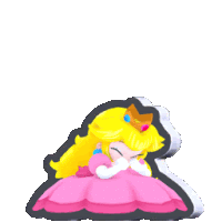 a sticker of princess peach laying down on a white background