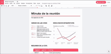 minute de la reunion is written in spanish on a white page