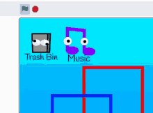 a computer screen has a trash bin and music icons