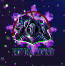 a logo for fast destroyers with ram skulls on a dark blue background