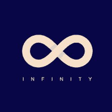 an infinity symbol on a blue background with the word infinity below it .