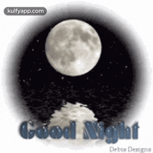 a good night greeting card with a full moon in the sky .