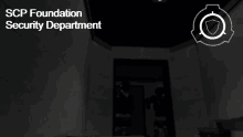 a poster for the scp foundation security department with a black and white image