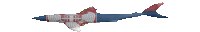 a pixel art of a shark with the flag of serbia on its back