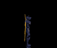 a computer generated image of a blue robot with a yellow antenna