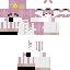 a minecraft skin of a girl with pink hair and white pants .