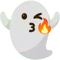 a ghost with a fire coming out of its mouth