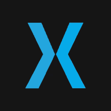 blue letter x on a black background with a gradient