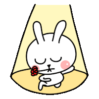 a cartoon of a bunny holding a flower in its mouth