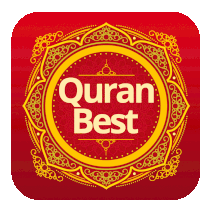 an app icon for quran best shows a red and gold design