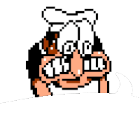 a pixel art drawing of a man with a chef 's hat on his head