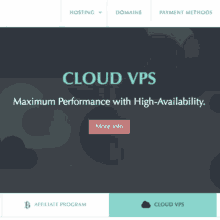 a website for cloud vps has a red button that says " more info "