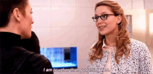 two women are talking to each other and one of them is saying `` i am tougher than you think i am '' .