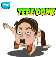 a cartoon of a man crawling with the words tepe donk below him