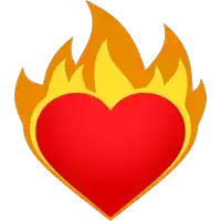 a red heart with flames coming out of it on a white background