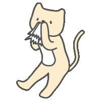 a cartoon drawing of a cat blowing his nose