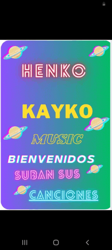 a neon sign that says heniko kayko music bienvenidos suban sus canciones