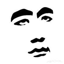 a black and white drawing of a man 's face