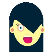 a cartoon illustration of a girl with a surprised expression on her face