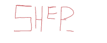 the word shep is written in red letters on a white background