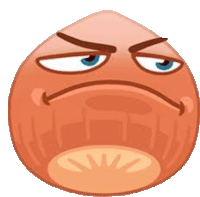 a cartoon illustration of a hazelnut with an angry face .