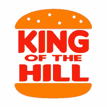 an orange king of the hill hamburger with white dots on it