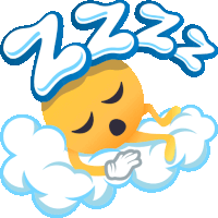 a yellow smiley face is sleeping on a cloud with the word zzzs above him