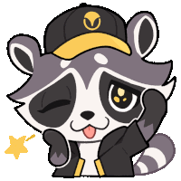 a cartoon drawing of a raccoon wearing a hat and jacket