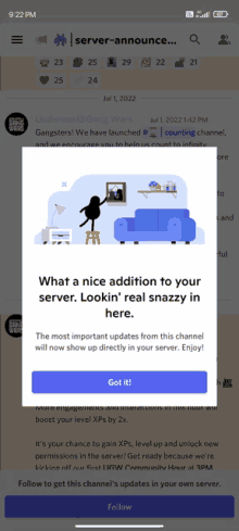 a screenshot of a server announcement that says what a nice addition to your server