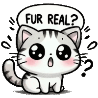 a cartoon cat is asking if fur is real