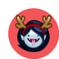 a cartoon character with antlers on her head