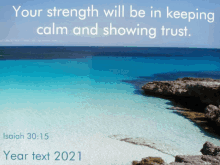 isaiah 30:15 year text 2021 with a picture of a beach