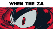 a poster of shadow the hedgehog with the words when the za below it