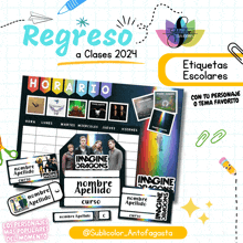 a poster that says regreso a clases 2024 and etiquetas escolares