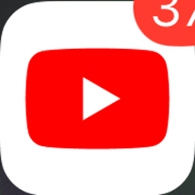 a youtube icon with a notification that says 3