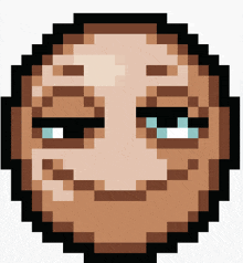 a pixel art drawing of a man 's face with a sad look on his face