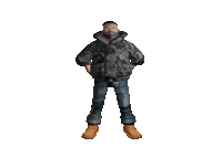 a man with a beard wearing a camouflage jacket