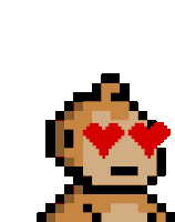 a pixel art monkey wearing heart shaped sunglasses