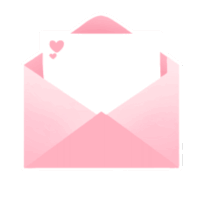 a pink envelope with a piece of paper inside of it