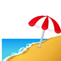 a red and white striped umbrella on a beach