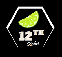 a logo for 12th studios with a slice of lime on it