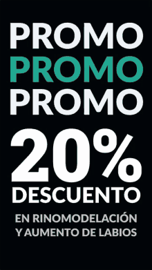 a sign that says promo promo promo 20 % descuento on it