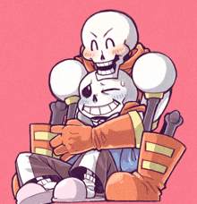 a drawing of two skeletons hugging each other