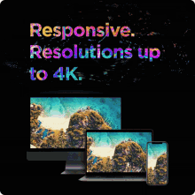 responsive resolutions up to 4k is displayed on a computer monitor