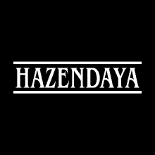 a black background with the word hazendaya in white letters