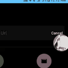 a screen shot of a cell phone with a cancel button in the corner