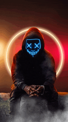 a man wearing a mask with x 's on it