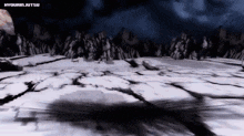 a computer generated image of a rocky landscape with mountains in the background